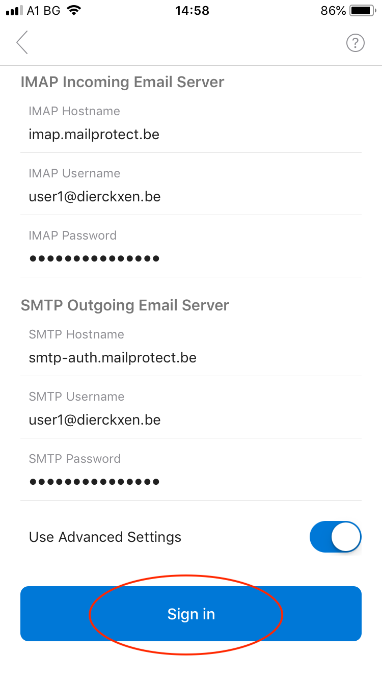Add your SMTP username and password