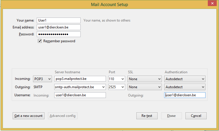 Mail Account Setup POP3