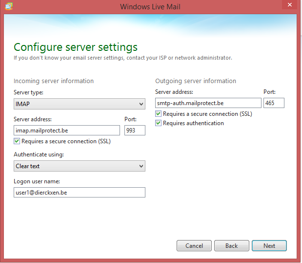 Configure server settings (IMAP)
