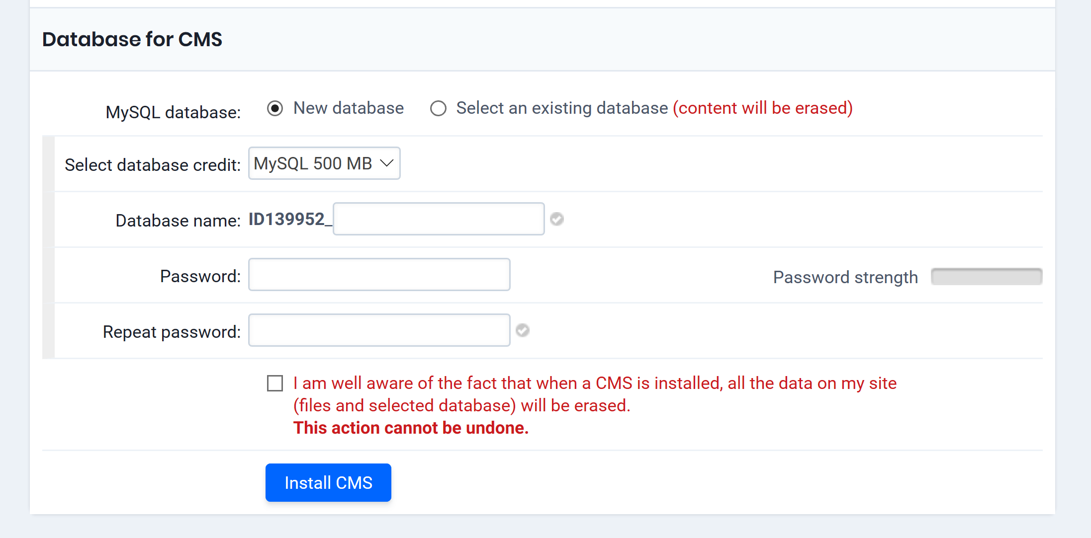 Database for CMS