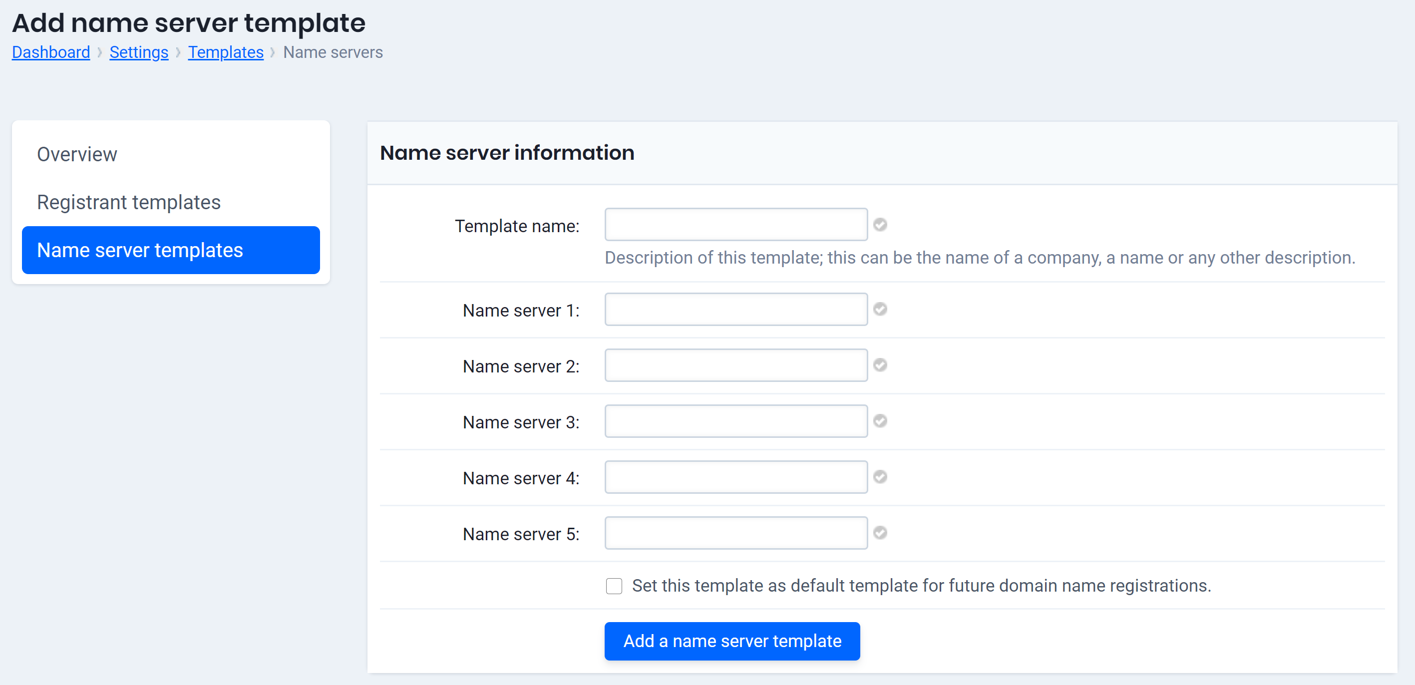 add a name server template