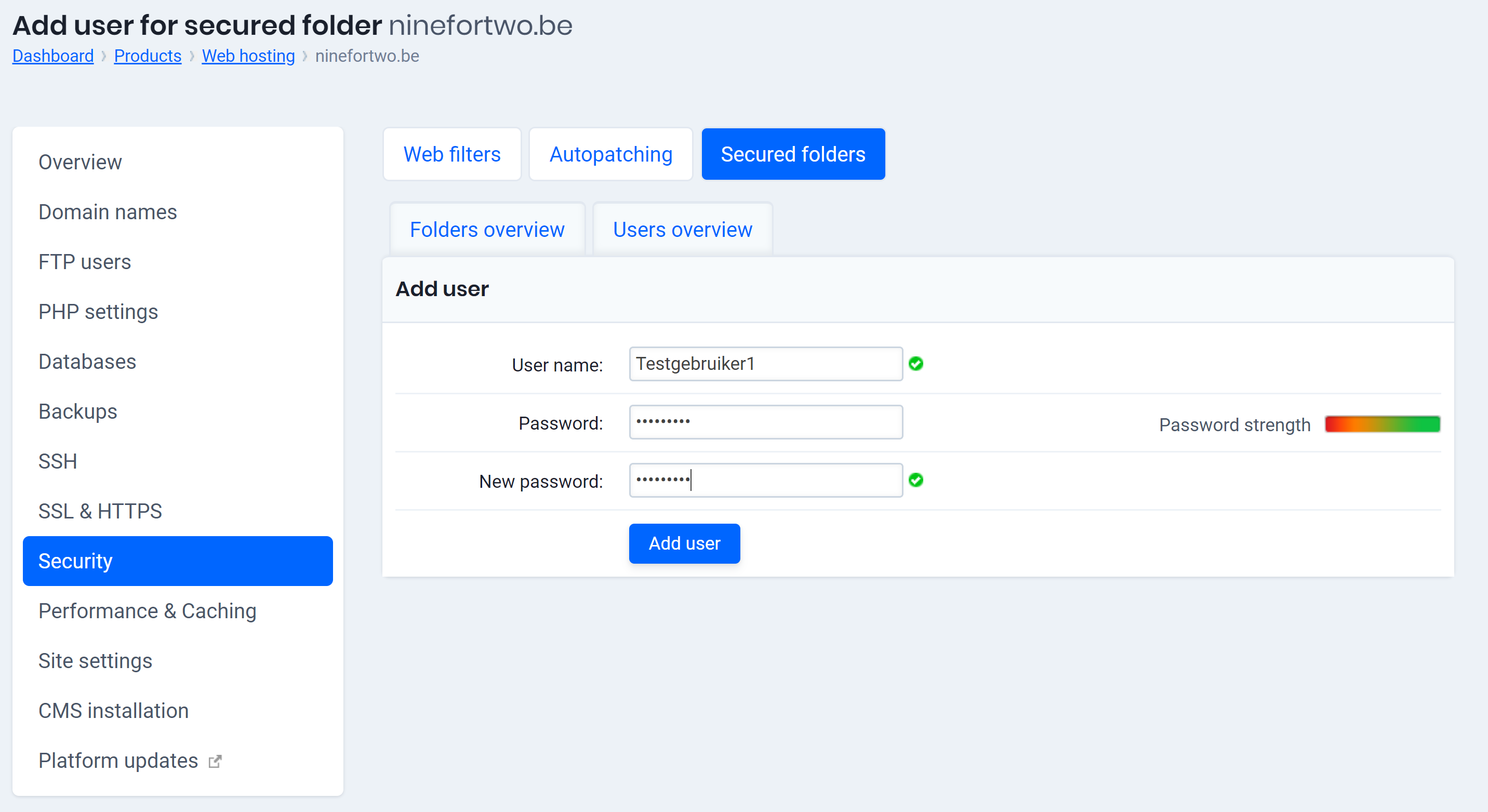 add user for secured folder
