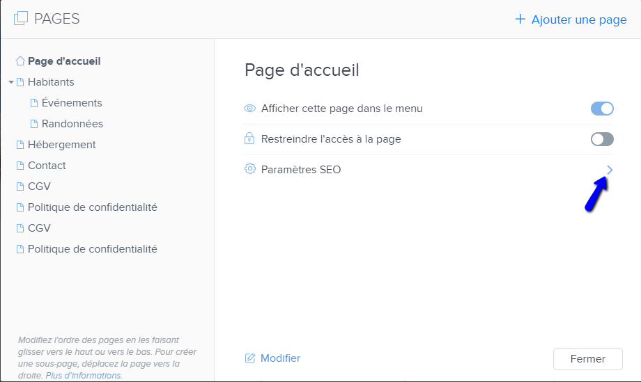 parametres seo page d'accueil