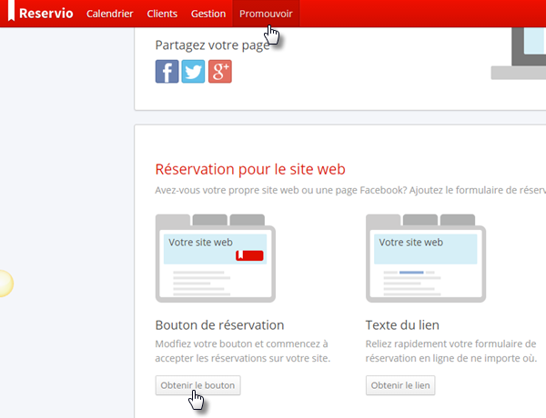 reservio promouvoir
