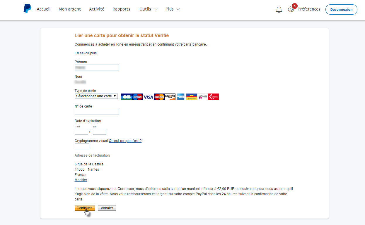 paypal carte bancaire