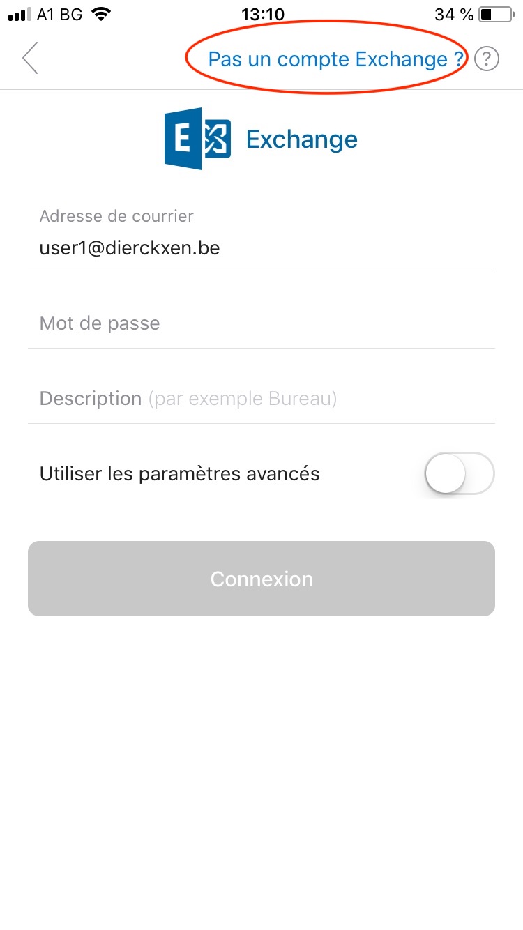 Pas un compte Exchange