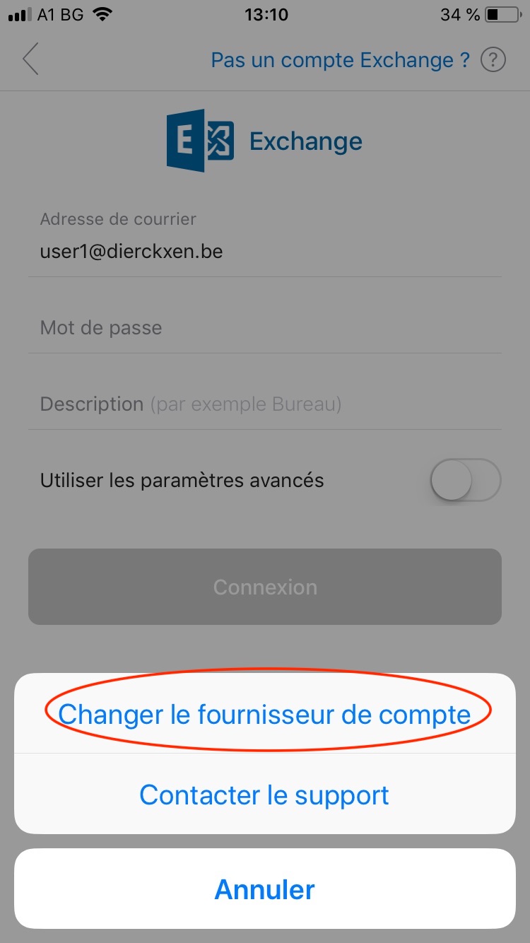 Changer le fournisseur de compte