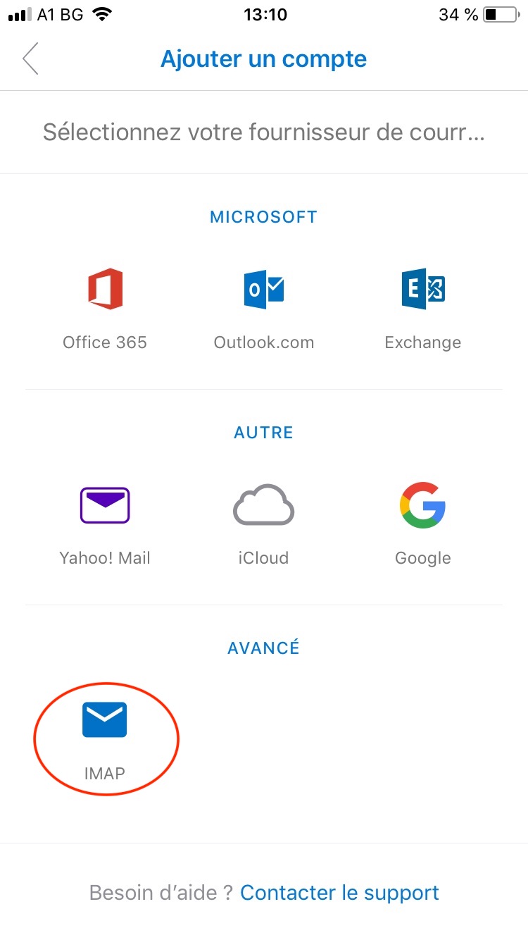 Ajouter un compte >> imap