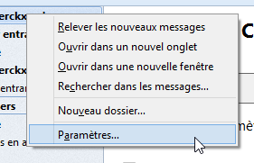 Cliquez à droite sur l’adresse mail > paramètres