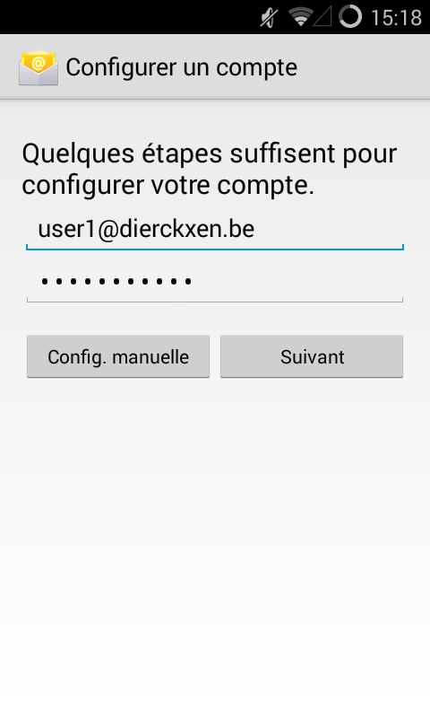 Introduisez votre adresse mail