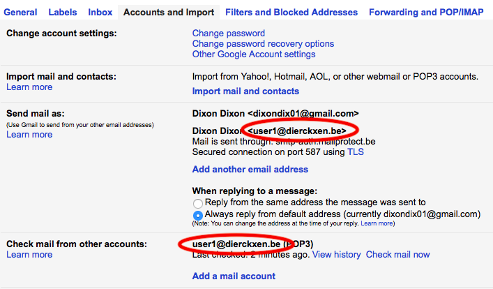 Les paramètres de votre que vous avez ajouté