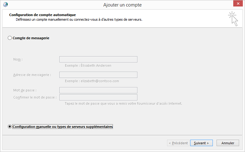 Configurez un compte e-mail pour ce profil