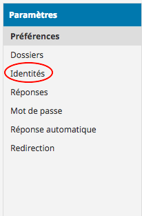Cliquez sur 'Identités'