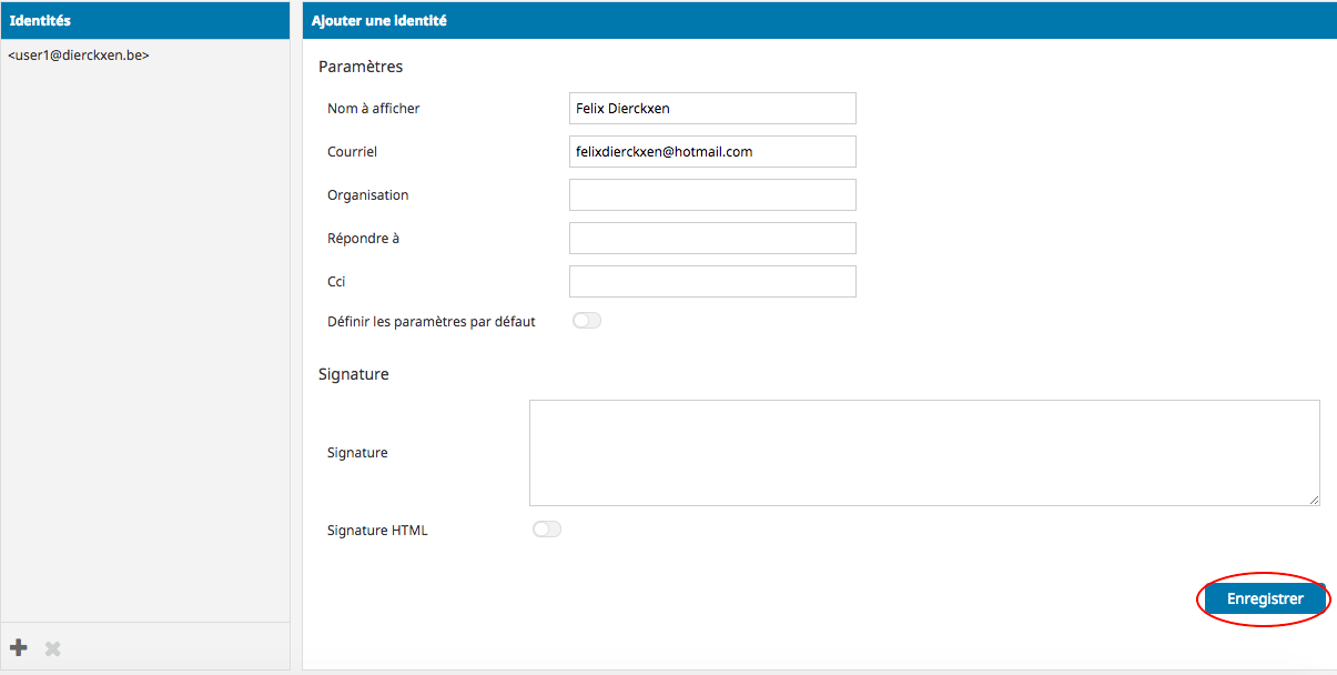 Ajouter une autre adresse mail