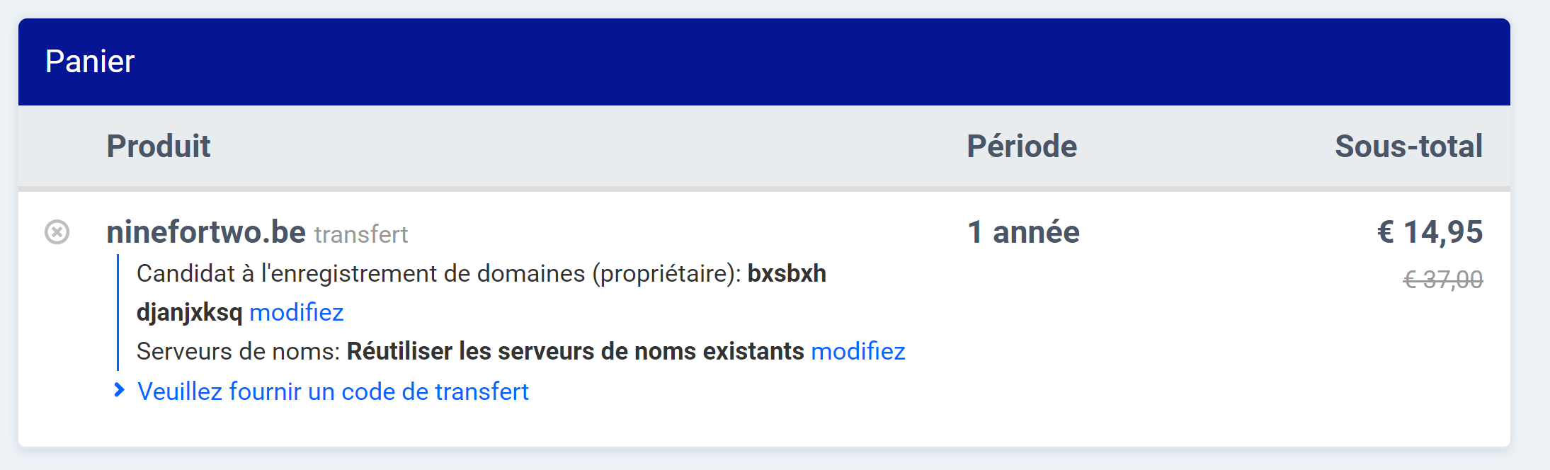 Données du propriétaire