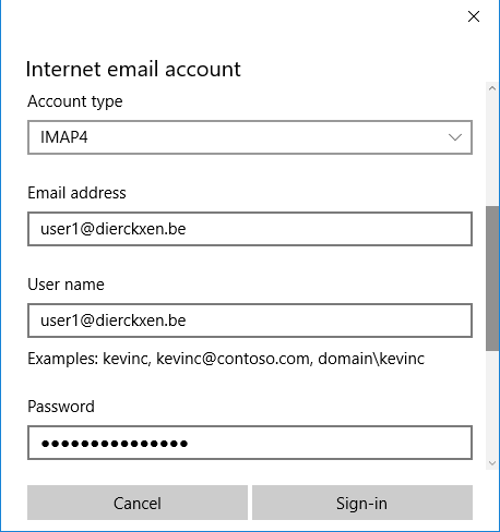 Internet email account