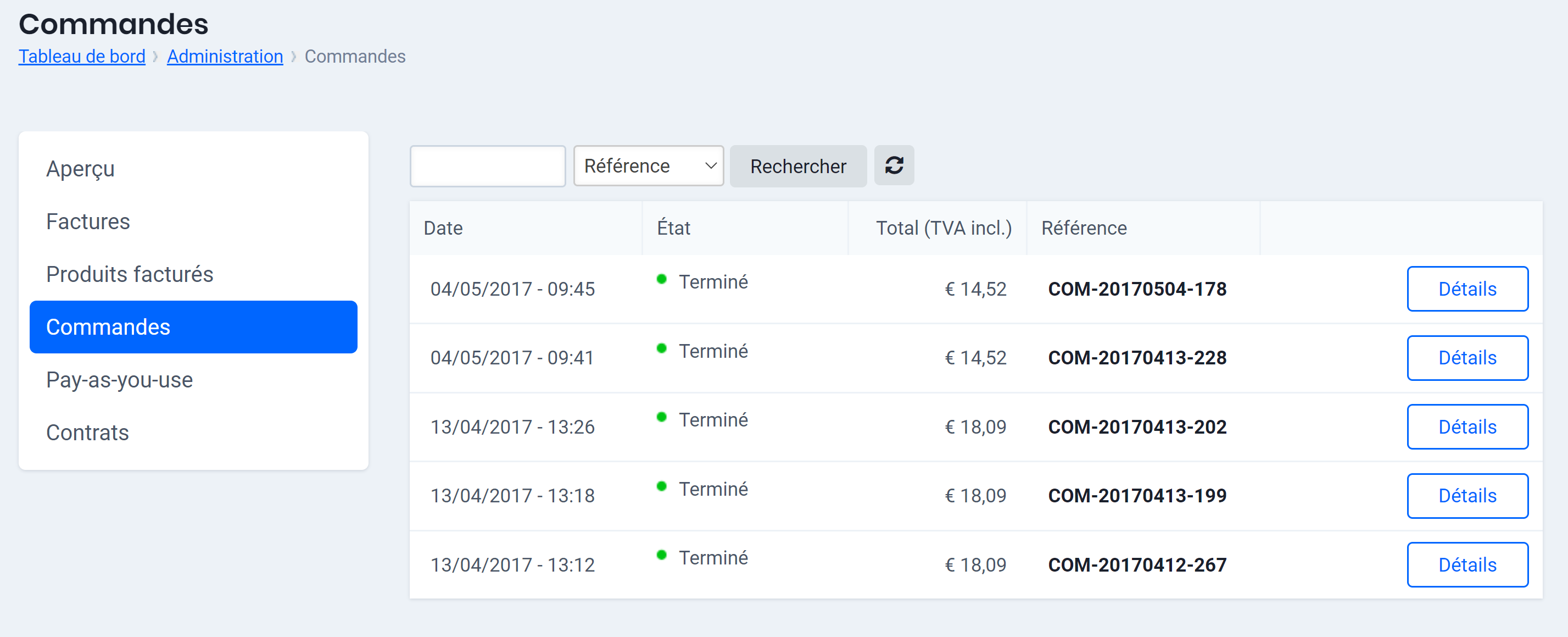 Aperçu des commandes