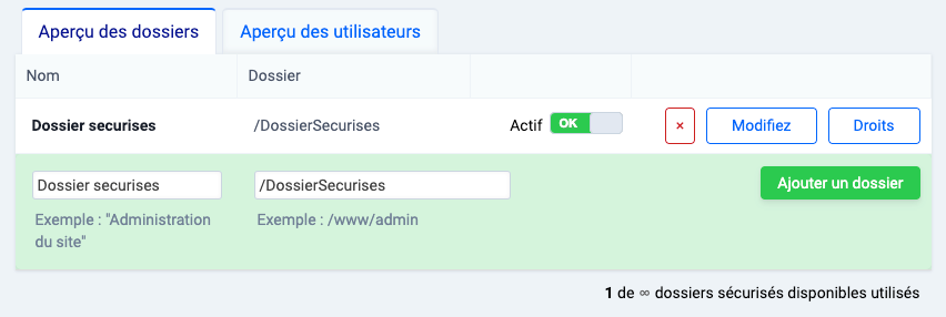 aperçu des dossiers