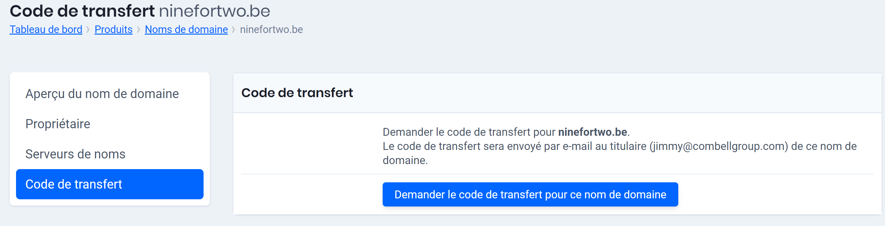 code de transfert