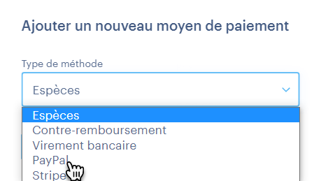 ajouter paypal comme moyen de paiement