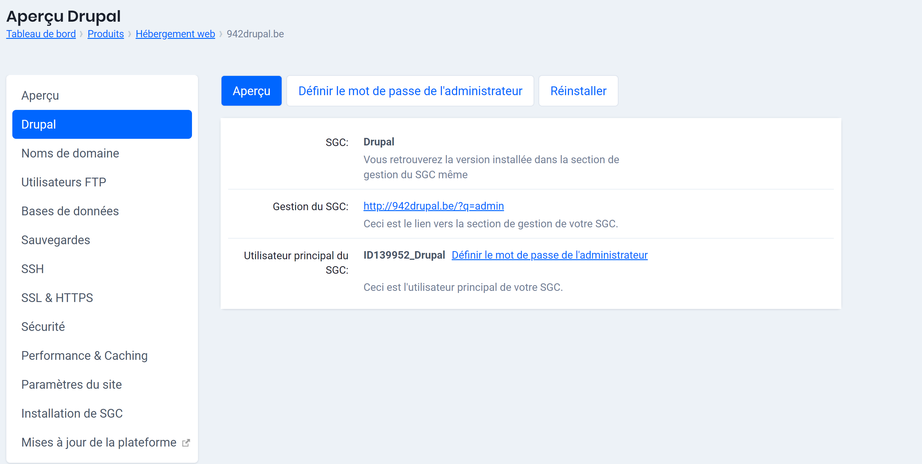 les identifiants de SGC