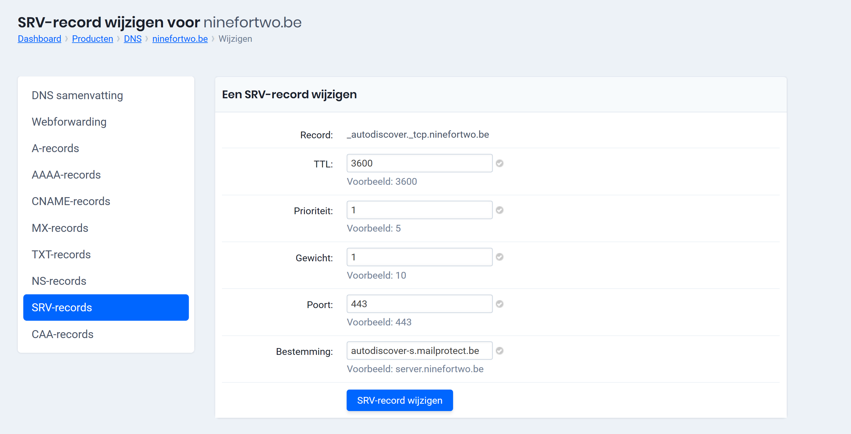 Een RSV-record wijzigen