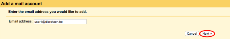 Vul ander e-mailadres in en klik op next